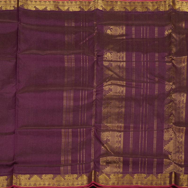 Hayagrivas Handloom Ten Yards Pure Silk Cotton saree in Wine Purple KBE724G7-5