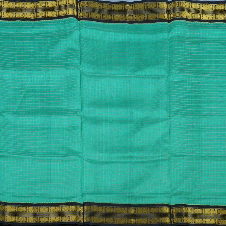 Hayagrivas Bright Teal Pure Silk Cotton Saree KBE725G2-1