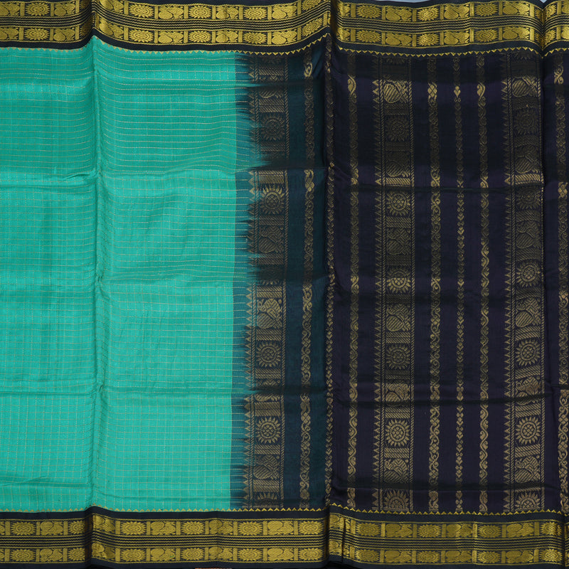 Hayagrivas Bright Teal Pure Silk Cotton Saree KBE725G2-1