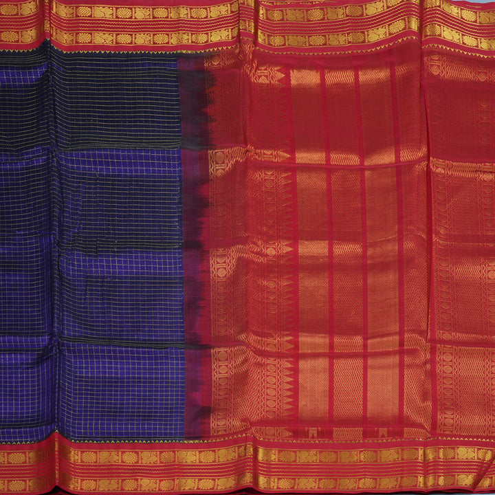 Hayagrivas Royal Blue Pure Silk Cotton Saree KBE725G2-4