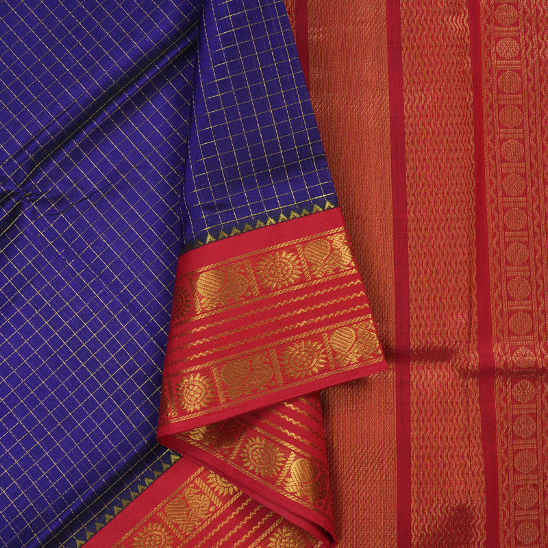 Hayagrivas Royal Blue Pure Silk Cotton Saree KBE725G2-4