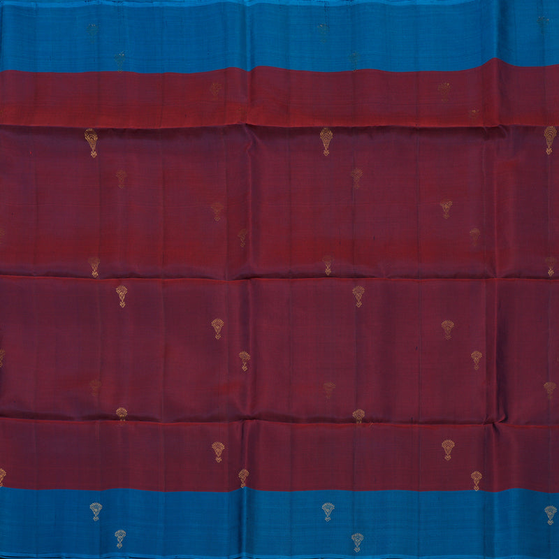 Hayagrivas Handloom Wine Maroon Pure Soft Silk Saree with Aqua Blue Border KBE730G5-2