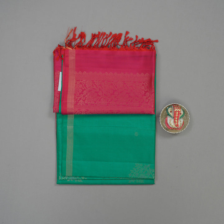 Hayagrivas Handloom Green Soft Silk Saree KBE730G6-5