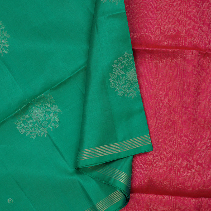 Hayagrivas Handloom Green Soft Silk Saree KBE730G6-5