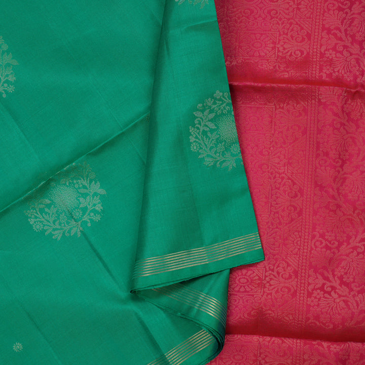 Hayagrivas Handloom Green Soft Silk Saree KBE730G6-5