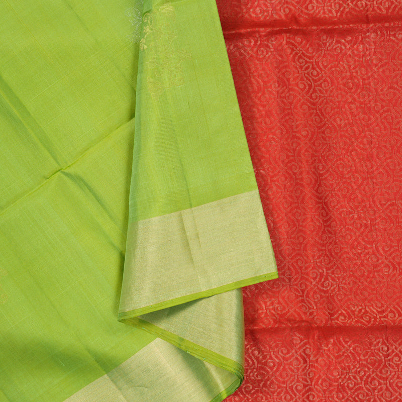 Hayagrivas Parrot Green Pure Soft Silk Saree KBE730G7-5