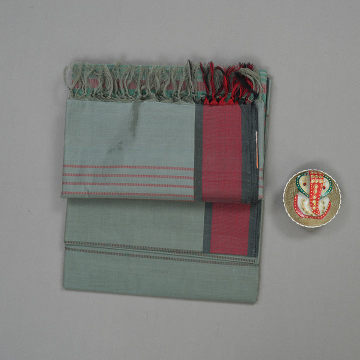 Hayagrivas Handloom Pure Cotton Saree in Elephant Grey KBE733G1-5