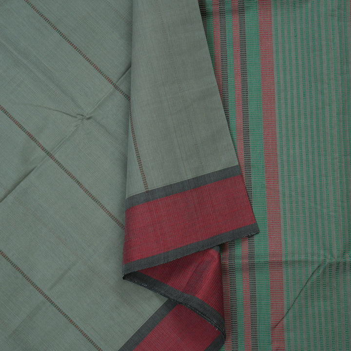 Hayagrivas Handloom Pure Cotton Saree in Elephant Grey KBE733G1-5