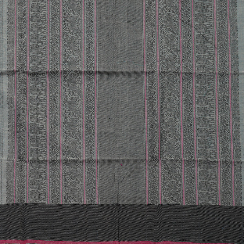 Hayagrivas Grey Pure Cotton Saree with Black Border KBE734G10-6