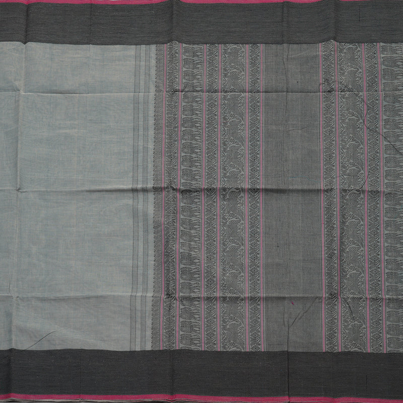 Hayagrivas Grey Pure Cotton Saree with Black Border KBE734G10-6
