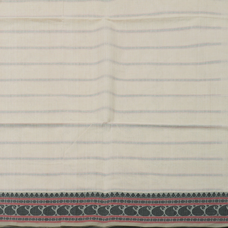 Hayagrivas Cream Pure Cotton Saree with Grey Border KBE735G16-7