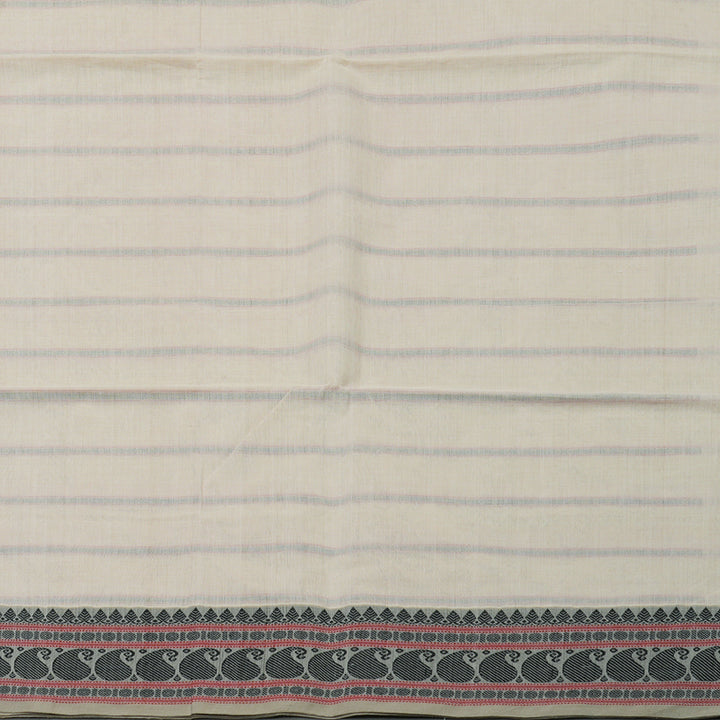 Hayagrivas Cream Pure Cotton Saree with Grey Border KBE735G16-7