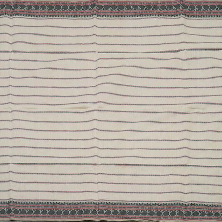 Hayagrivas Cream Pure Cotton Saree with Grey Border KBE735G16-7