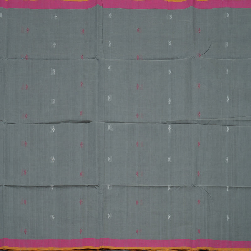 Hayagrivas Grey Pure Cotton Saree with Pink Border KBE735G2-6