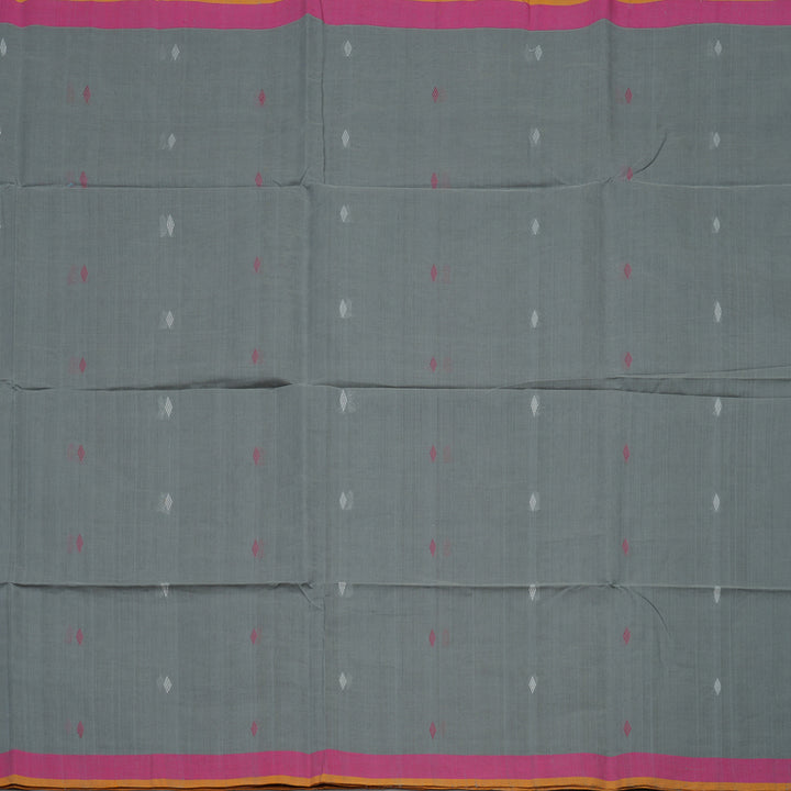 Hayagrivas Grey Pure Cotton Saree with Pink Border KBE735G2-6