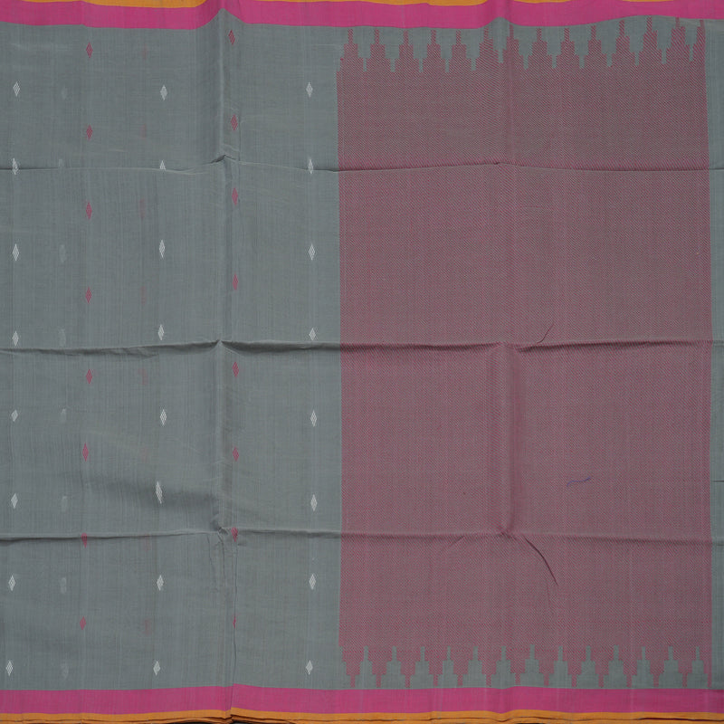 Hayagrivas Grey Pure Cotton Saree with Pink Border KBE735G2-6