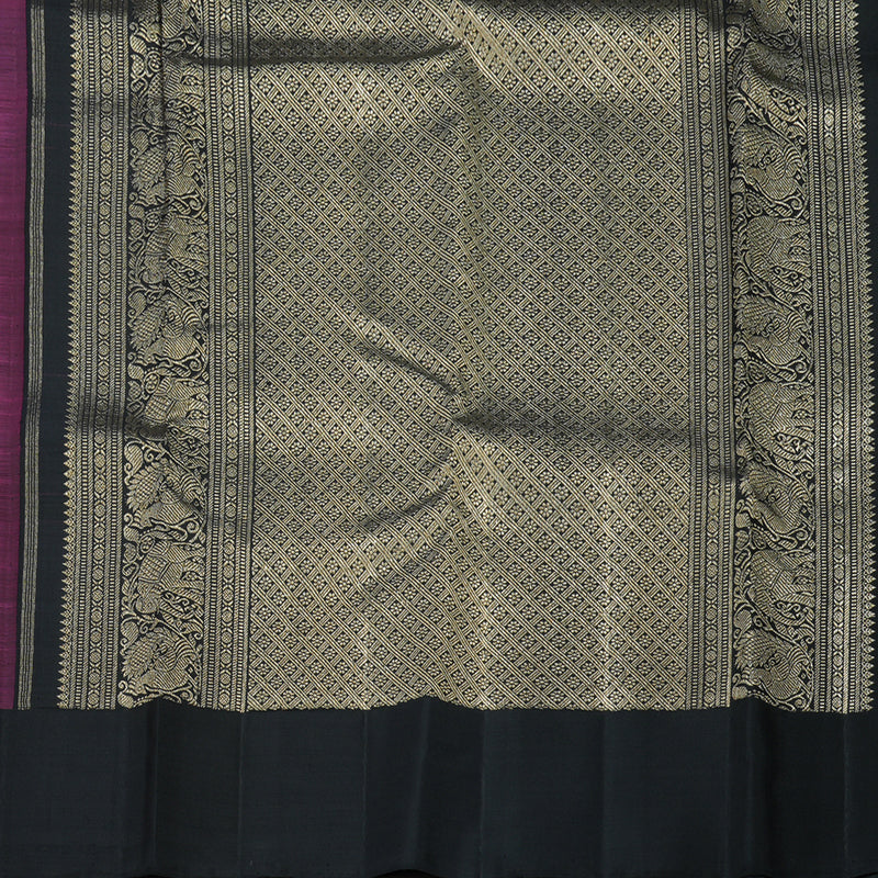 Hayagrivas Handloom Pure Plum Purple Kanjivaram Silk Saree with Black Border KBE736G13-1