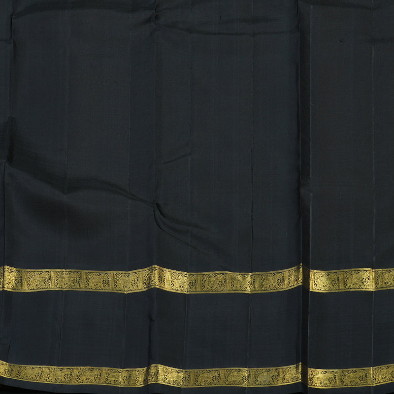 Hayagrivas Exclusive Handwoven Korvai Silk Saree in Sunflower Yellow with captivating Black KBE736G18-1