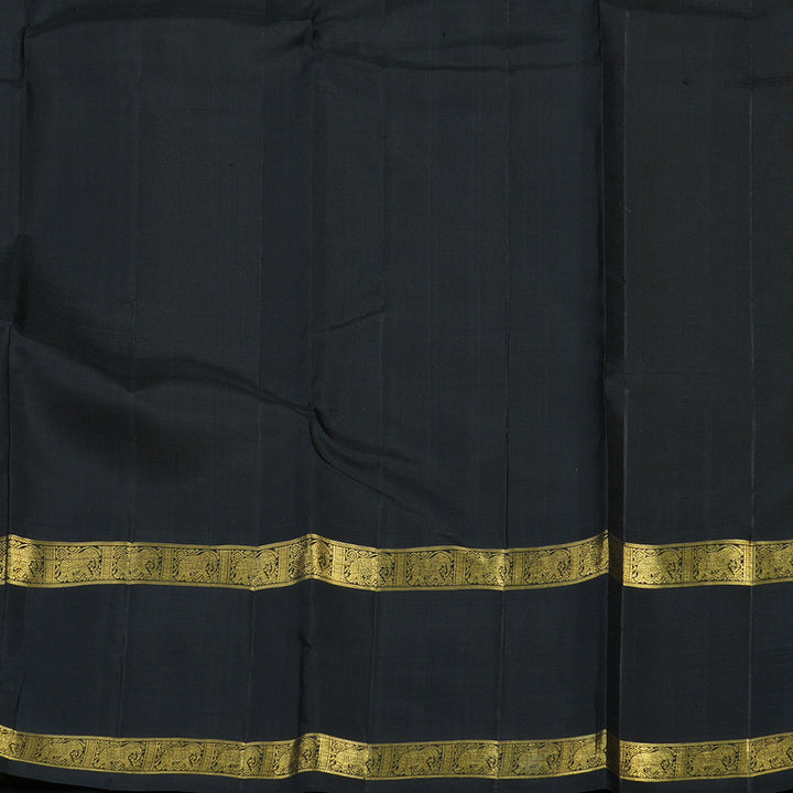 Hayagrivas Exclusive Handwoven Korvai Silk Saree in Sunflower Yellow with captivating Black KBE736G18-1