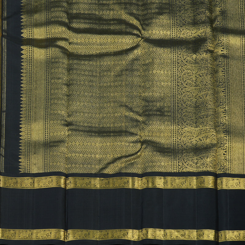 Hayagrivas Exclusive Handwoven Korvai Silk Saree in Sunflower Yellow with captivating Black KBE736G18-1