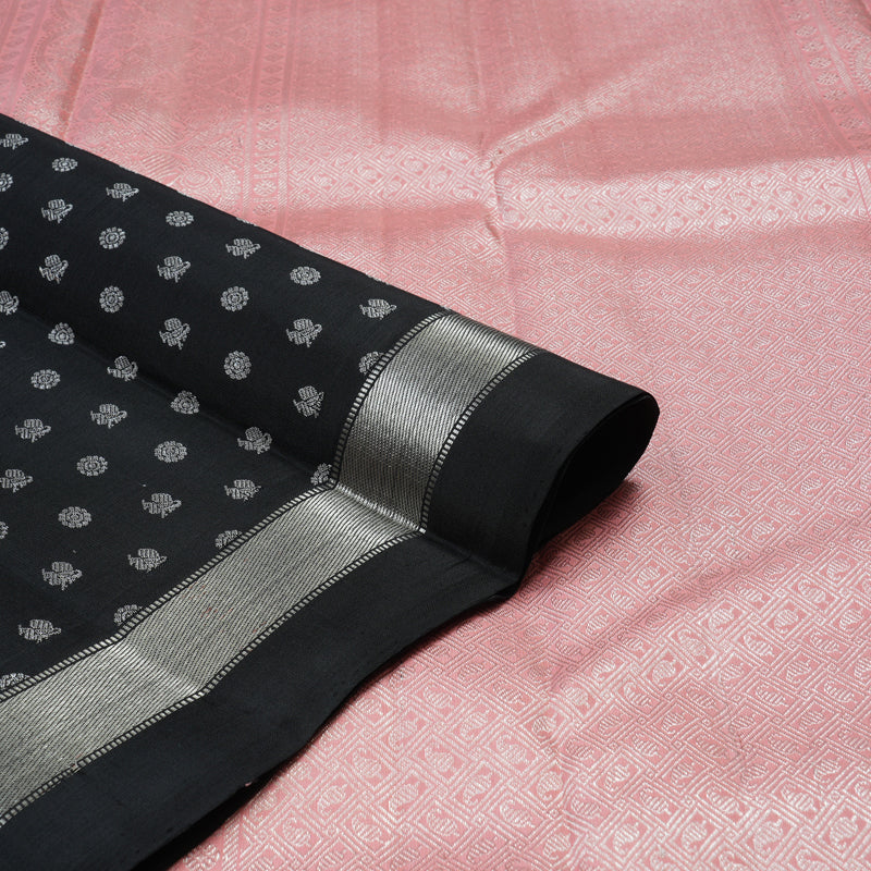 Hayagrivas Handloom Black Kanjivaram Silk Saree KBE736G27-1