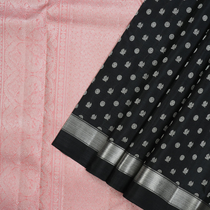 Hayagrivas Handloom Black Kanjivaram Silk Saree KBE736G27-1