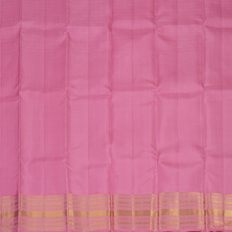 Hayagrivas Handloom Golden Yellow Kanjivaram Pattu Pavadai with Rose Pink Border KBE736G3-1