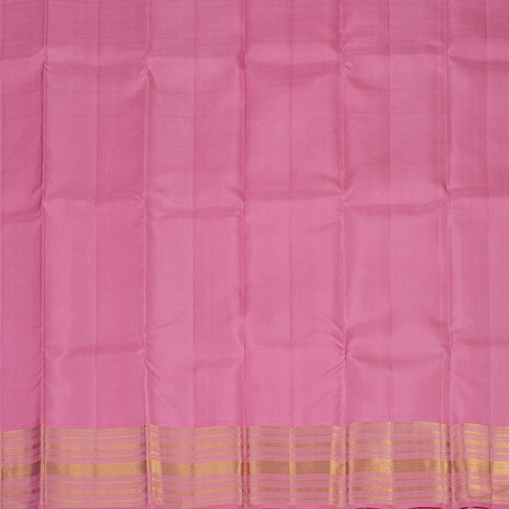 Hayagrivas Handloom Golden Yellow Kanjivaram Pattu Pavadai with Rose Pink Border KBE736G3-1