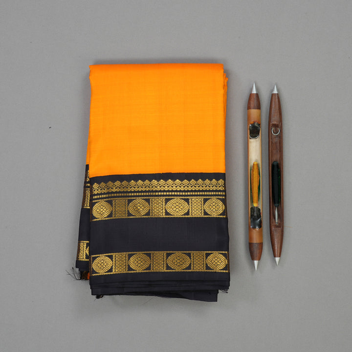 Hayagrivas Handloom Mango Orange Kanjivaram Silk Saree with Deep Nagapazham border KBE736G32-1