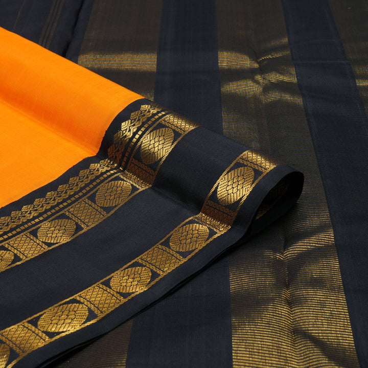 Hayagrivas Handloom Mango Orange Kanjivaram Silk Saree with Deep Nagapazham border KBE736G32-1
