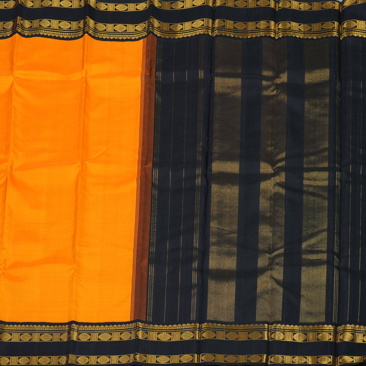 Hayagrivas Handloom Mango Orange Kanjivaram Silk Saree with Deep Nagapazham border KBE736G32-1