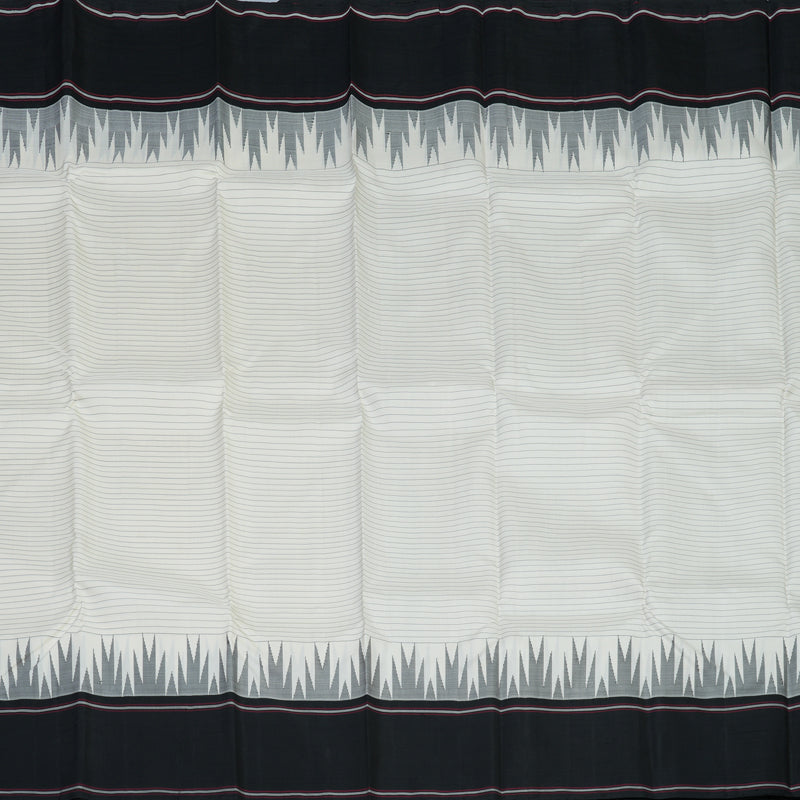 Hayagrivas Handloom Pristine-White Kanjivaram Silk Saree with Black Border KBE747G1-4