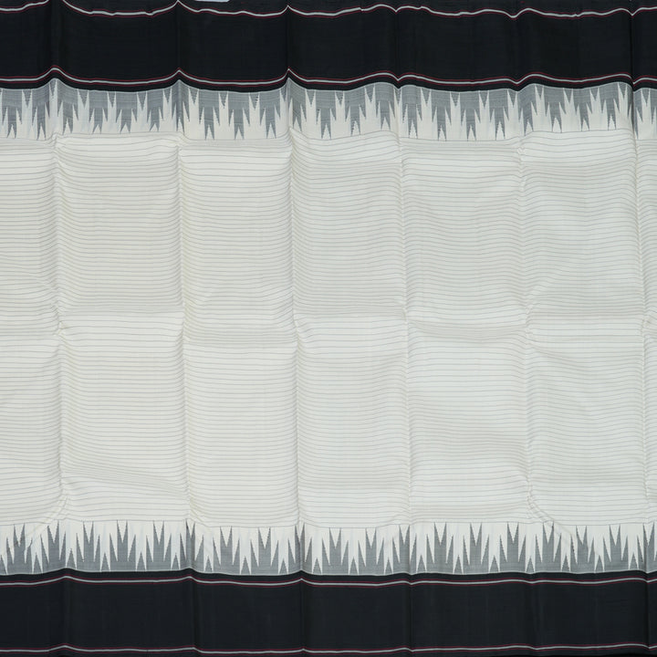 Hayagrivas Handloom Pristine-White Kanjivaram Silk Saree with Black Border KBE747G1-4