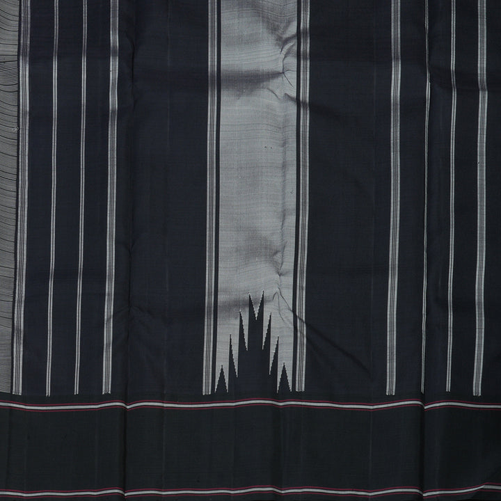 Hayagrivas Handloom Pristine-White Kanjivaram Silk Saree with Black Border KBE747G1-4