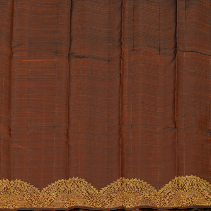 Hayagrivas Handloom Wine Purple Kanjivaram Silk Saree with Rust Orange border KBE749G12-1