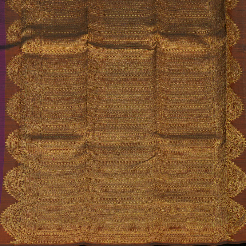 Hayagrivas Handloom Wine Purple Kanjivaram Silk Saree with Rust Orange border KBE749G12-1