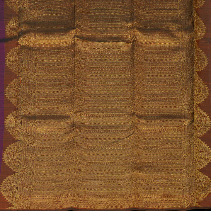 Hayagrivas Handloom Wine Purple Kanjivaram Silk Saree with Rust Orange border KBE749G12-1