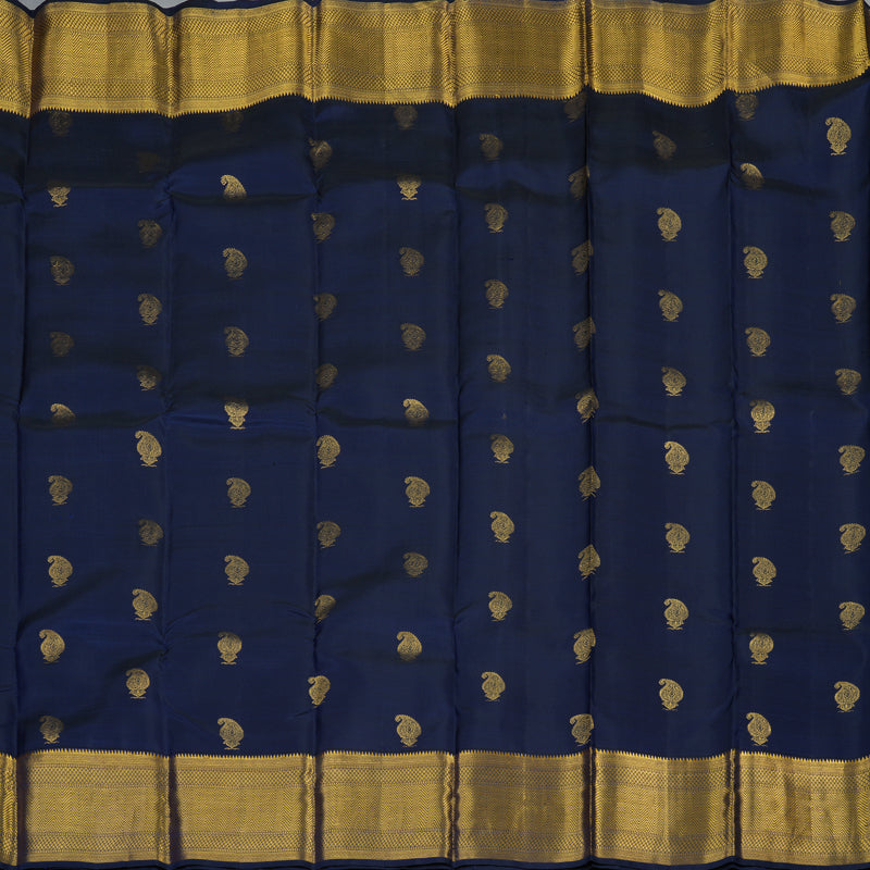 Hayagrivas Handloom Navy Blue Kanjivaram Silk Saree KBE749G14-1