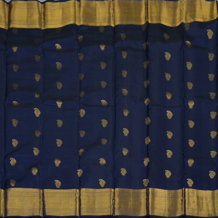 Hayagrivas Handloom Navy Blue Kanjivaram Silk Saree KBE749G14-1