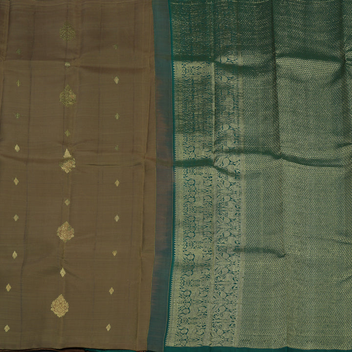 Hayagrivas Handloom Mehandi Green Kanjivaram Silk Saree KBE749G18-1