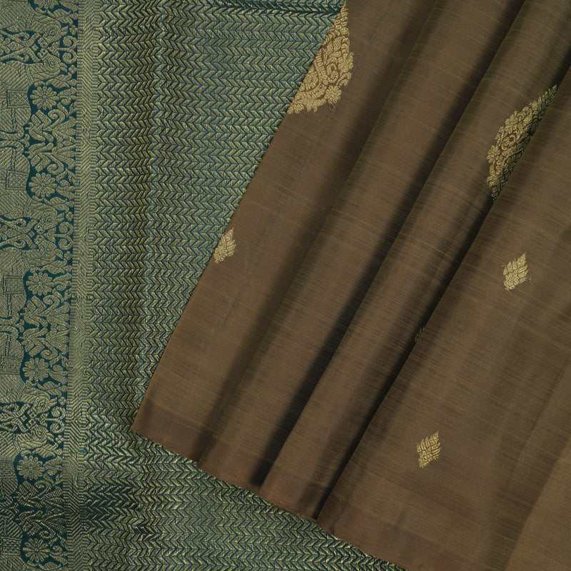 Hayagrivas Handloom Mehandi Green Kanjivaram Silk Saree KBE749G18-1