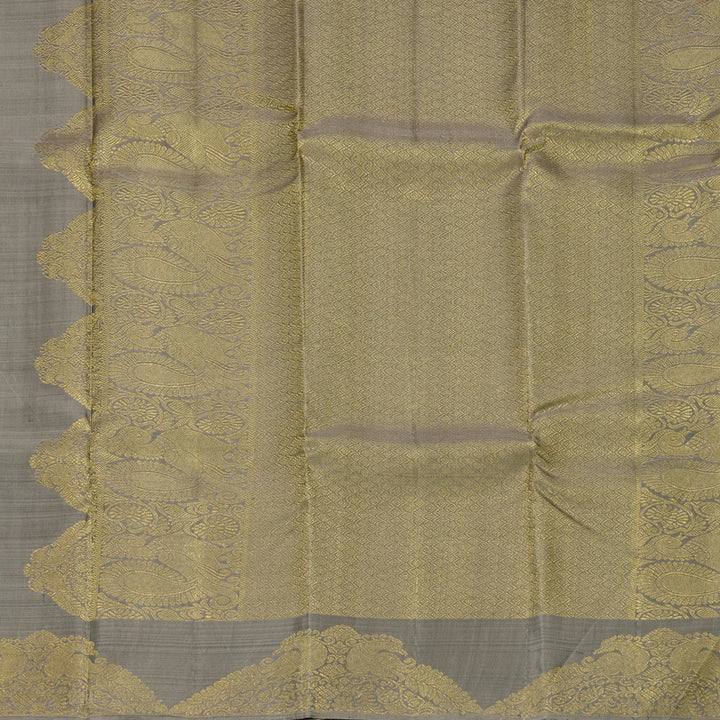 Hayagrivas Handloom Elephant Grey Kanjivaram Silk Saree KBE749G20-1