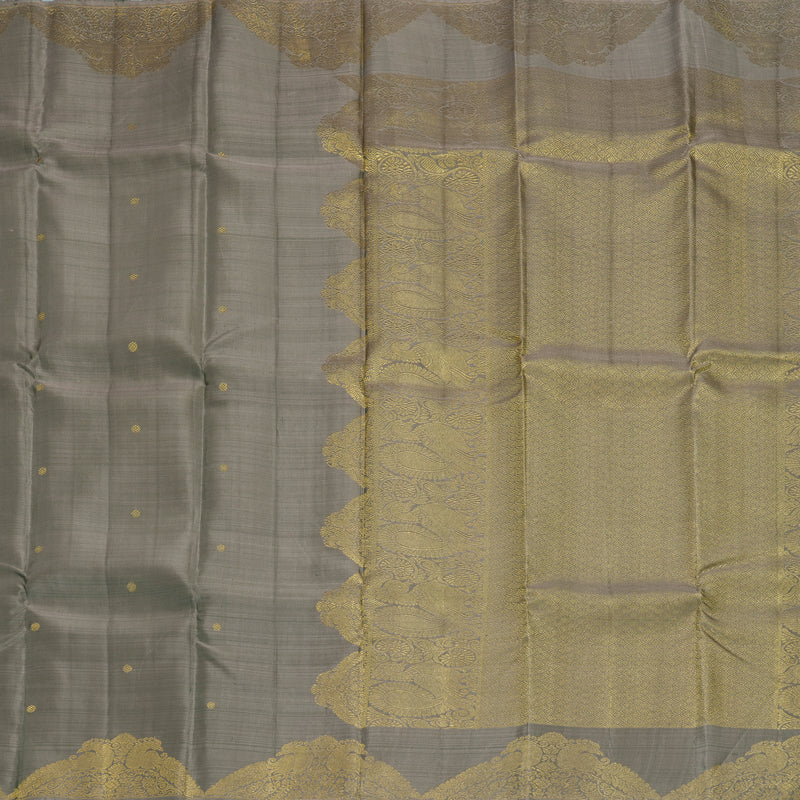 Hayagrivas Handloom Elephant Grey Kanjivaram Silk Saree KBE749G20-1