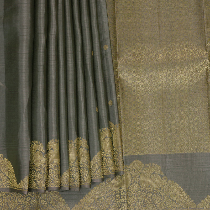 Hayagrivas Handloom Elephant Grey Kanjivaram Silk Saree KBE749G20-1