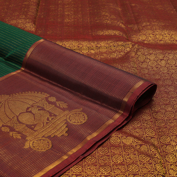 Hayagrivas Handloom Kanjivaram Silk Saree in Graceful Bottle Green KBE74D1-2