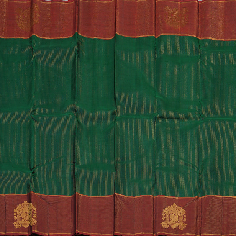 Hayagrivas Handloom Kanjivaram Silk Saree in Graceful Bottle Green KBE74D1-2