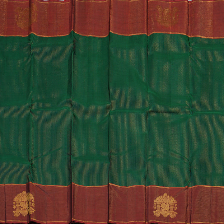 Hayagrivas Handloom Kanjivaram Silk Saree in Graceful Bottle Green KBE74D1-2