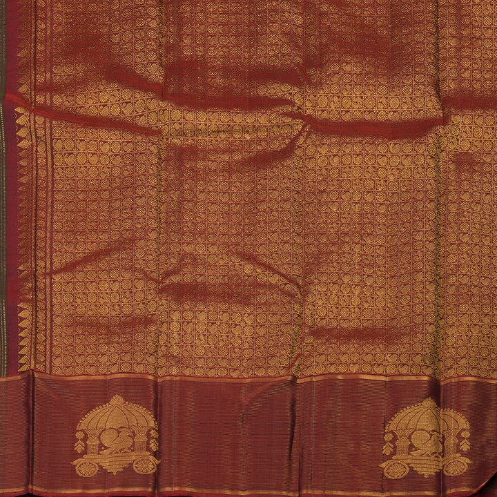 Hayagrivas Handloom Kanjivaram Silk Saree in Graceful Bottle Green KBE74D1-2