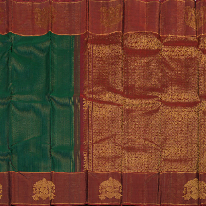 Hayagrivas Handloom Kanjivaram Silk Saree in Graceful Bottle Green KBE74D1-2