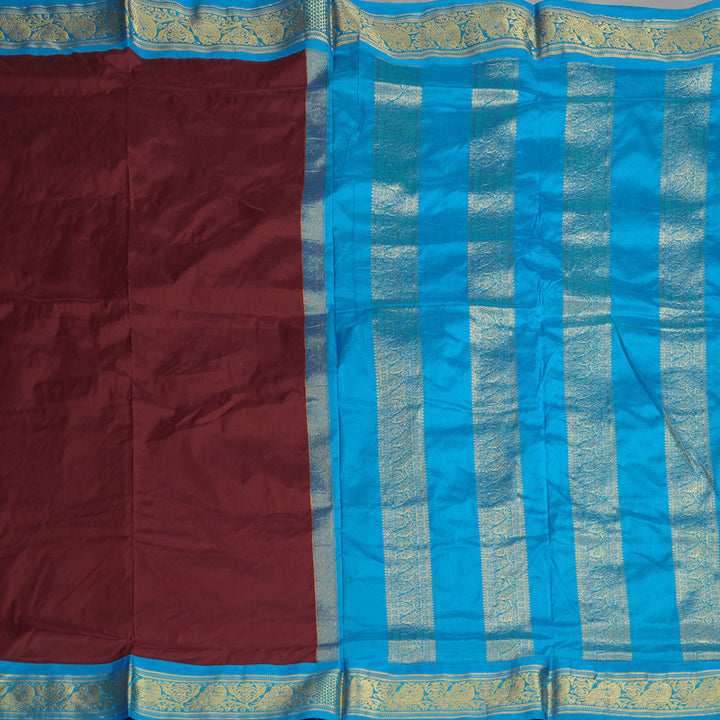 Hayagrivas Handloom Deep Maroon Ten Yards Silk Madisar Saree KBE751G1-19